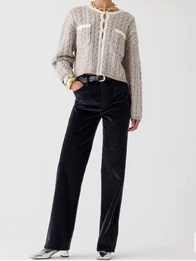 J. CREW City Fit Black Velvet Pants BNWT Preppy Casual Office Corporate Straight